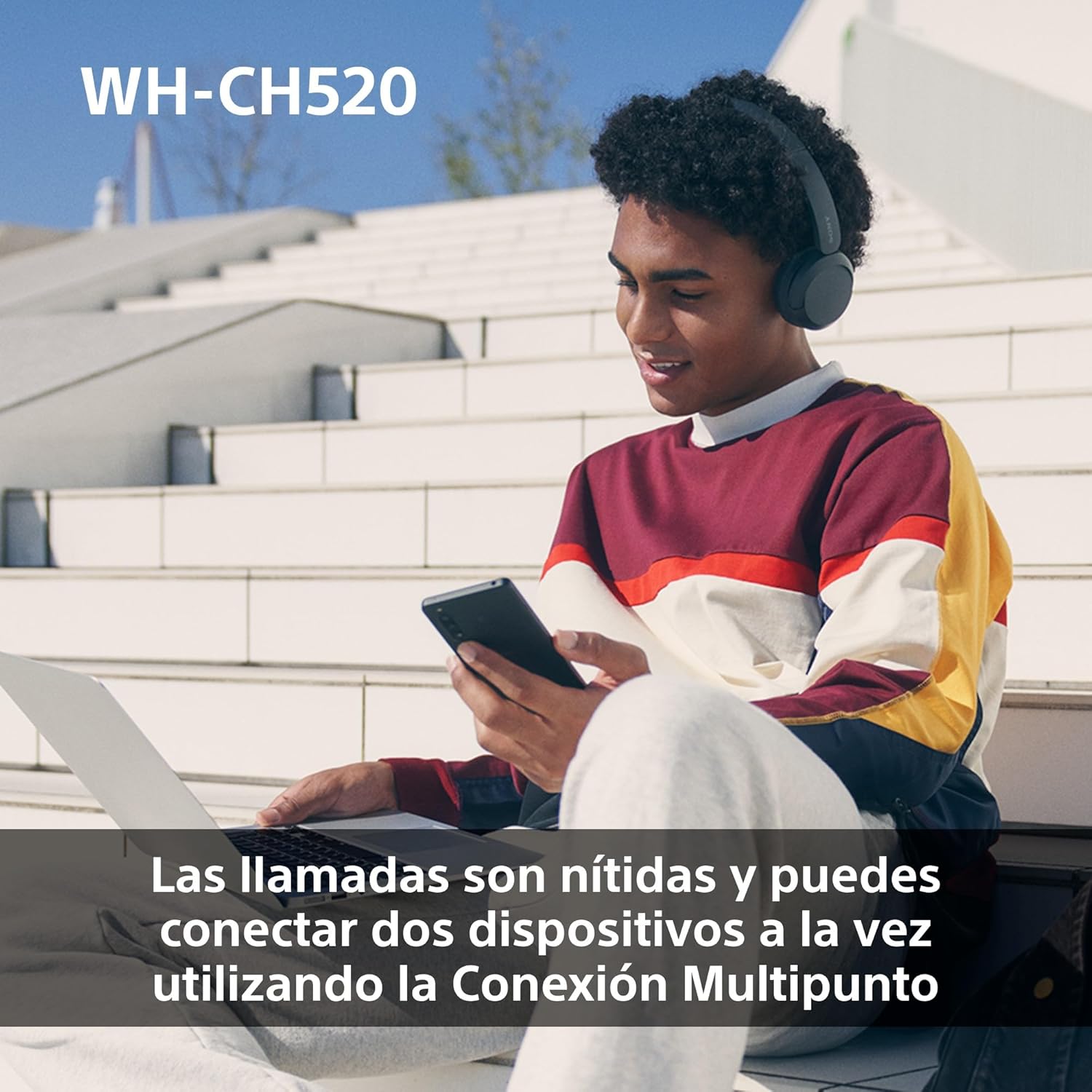 Sony WH-CH520 Auriculares Bluetooth 50h Batería - Cascos Inalámbricos Ligeros Negro