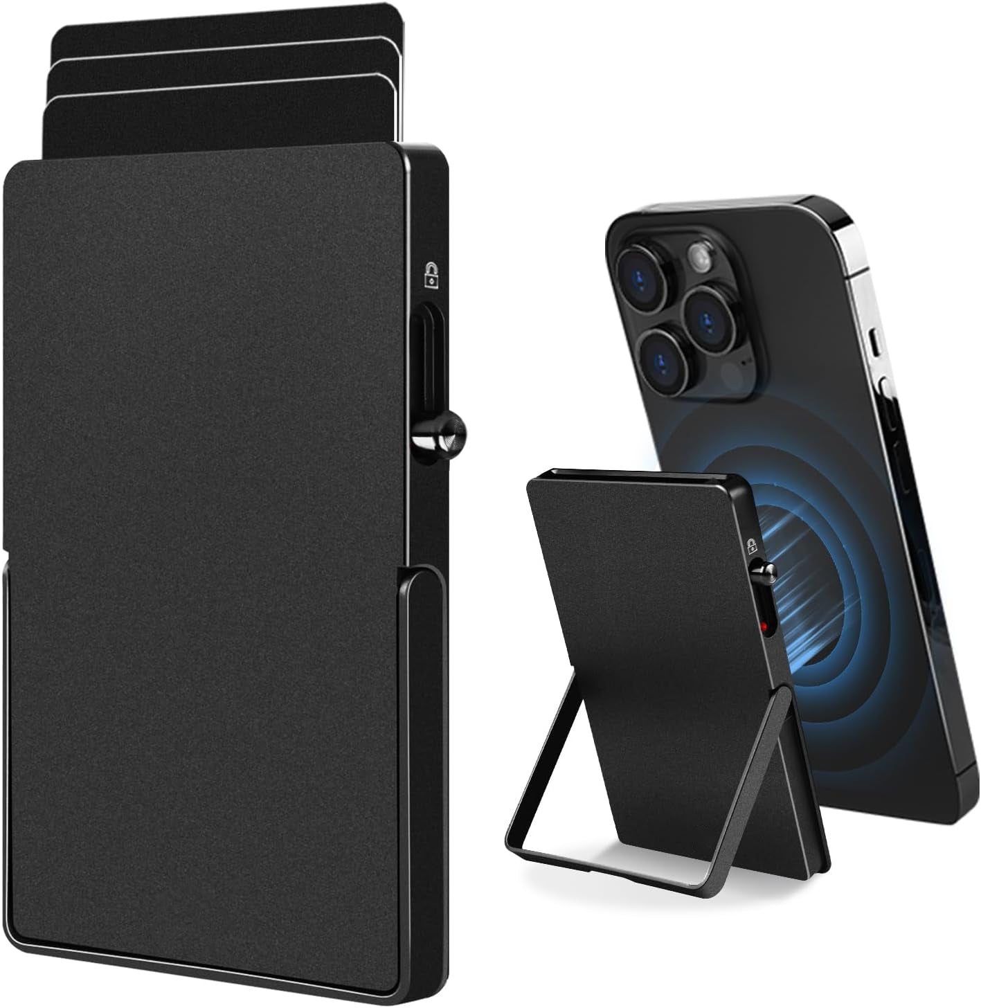 Cartera TOYFID RFID MagSafe iPhone - Tarjetero Magnético Aluminio con Soporte.