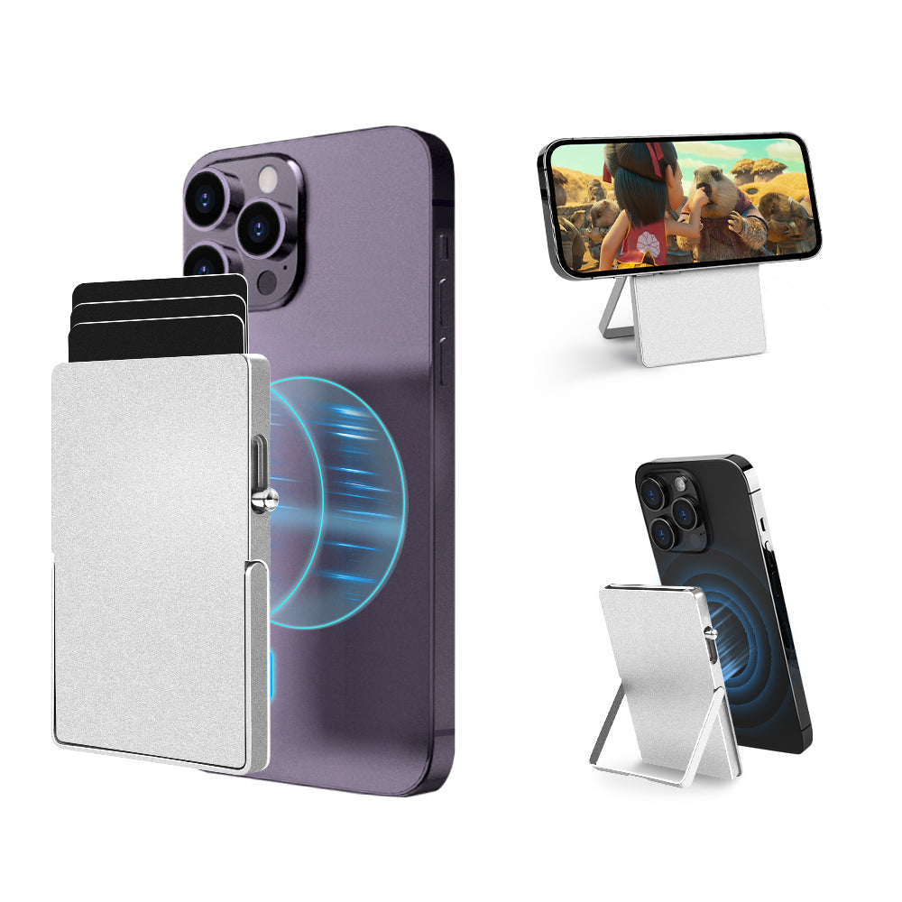 Cartera TOYFID RFID MagSafe iPhone - Tarjetero Magnético Aluminio con Soporte.